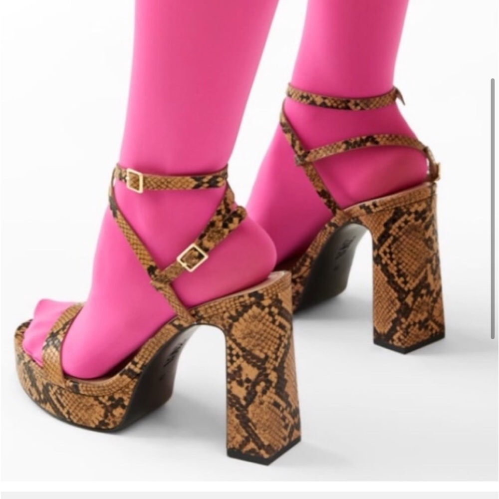 Zara snake skin platform heels